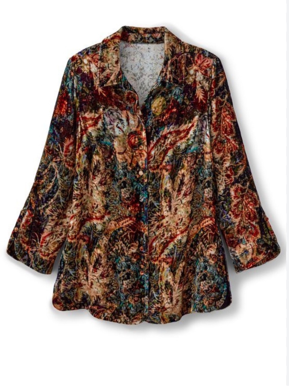 Soft Surroundings Icon Silk Velvet Poets Tunic Shirt Medium